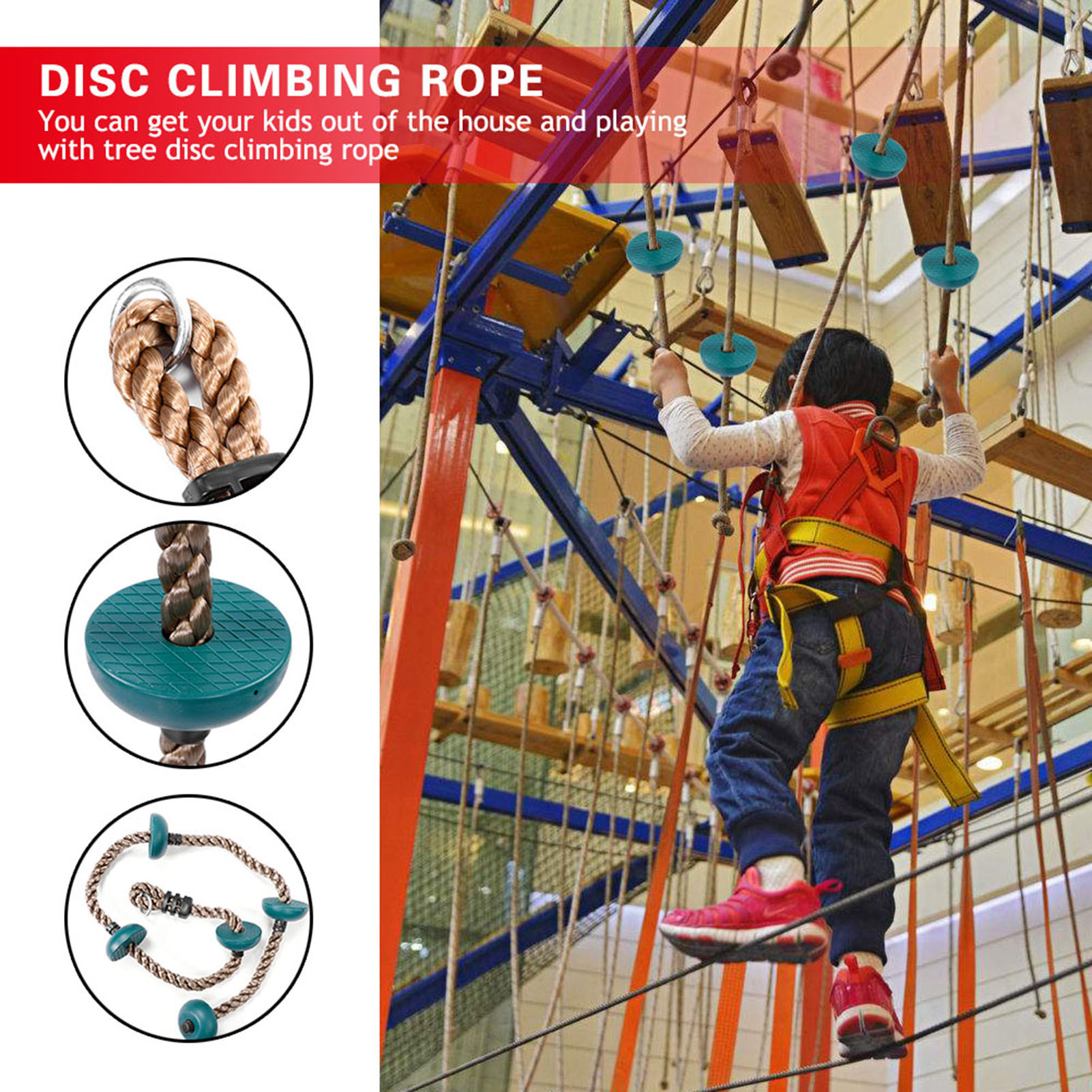 Cocosity Diskus-Kletterseil,Kletterscheibe,Spielplatz-Kletterseil,Kinder-Kletterseil,Kletterscheibe Spielzeug