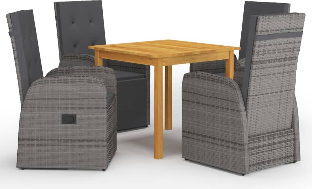 The Living Store 5 ks Záhradný jedálenský set sivý