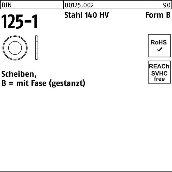 Reyher 125 U-Scheiben 23,0 x 39x3,0 Stahl blank (200 Stück) 001250020230000
