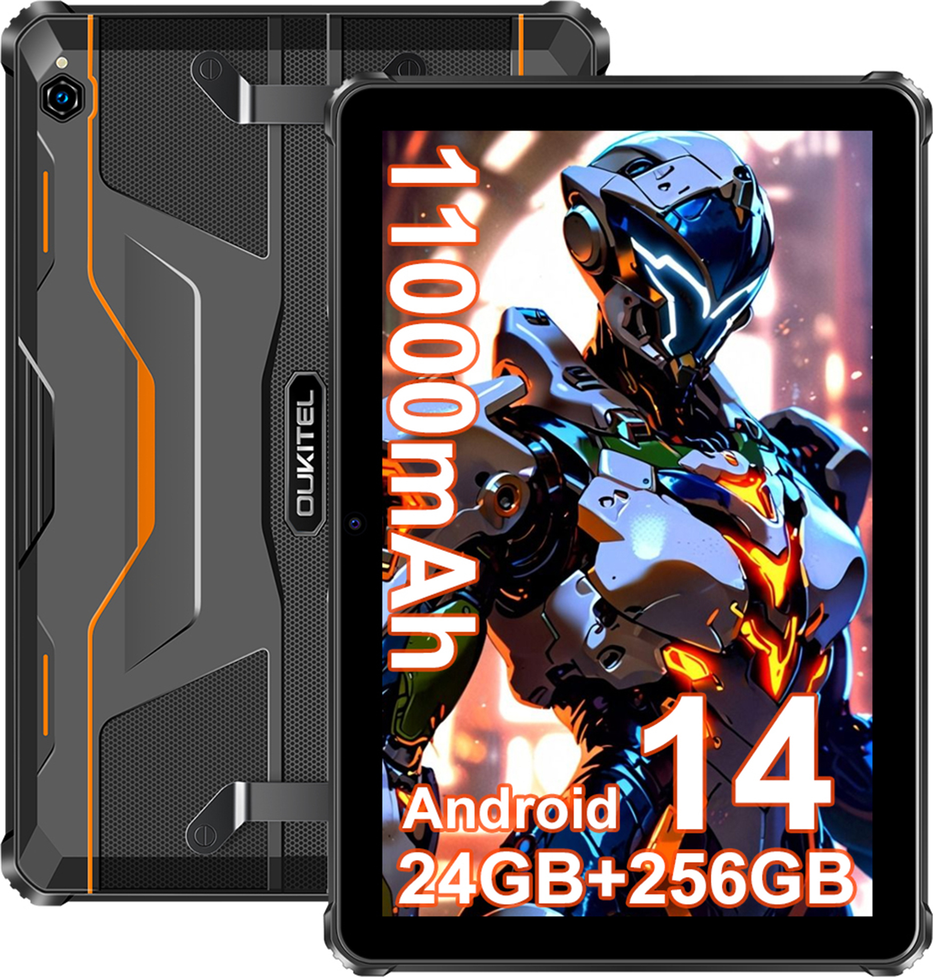 OUKITEL RT9 Outdoor Tablet Android 14, 11000mAh 24GB(6+18) RAM + 256GB ROM Tablet 10.1