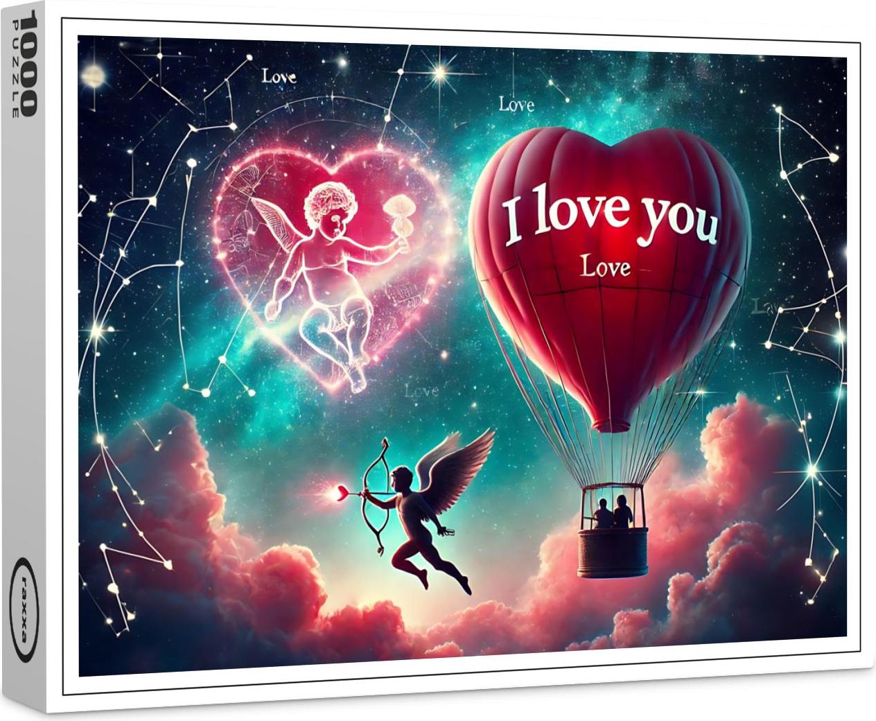 raxxa Premium-Puzzle "Romantischer Herzluftballon - Liebe über den Sternen", 1000 Teile 1-14270-19269-268