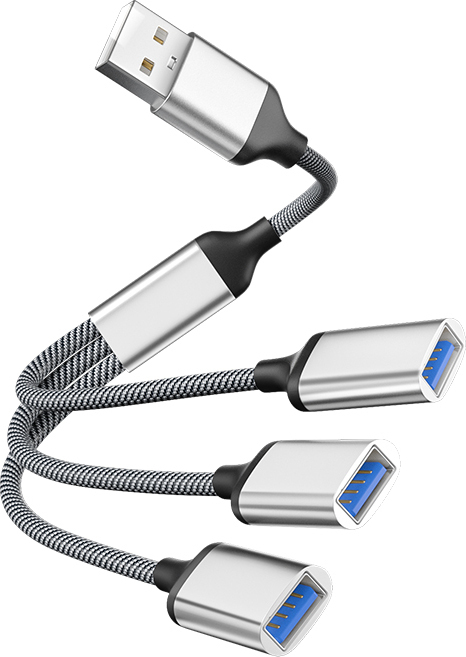 INF 3-portový USB rozbočovací adaptér Strieborná