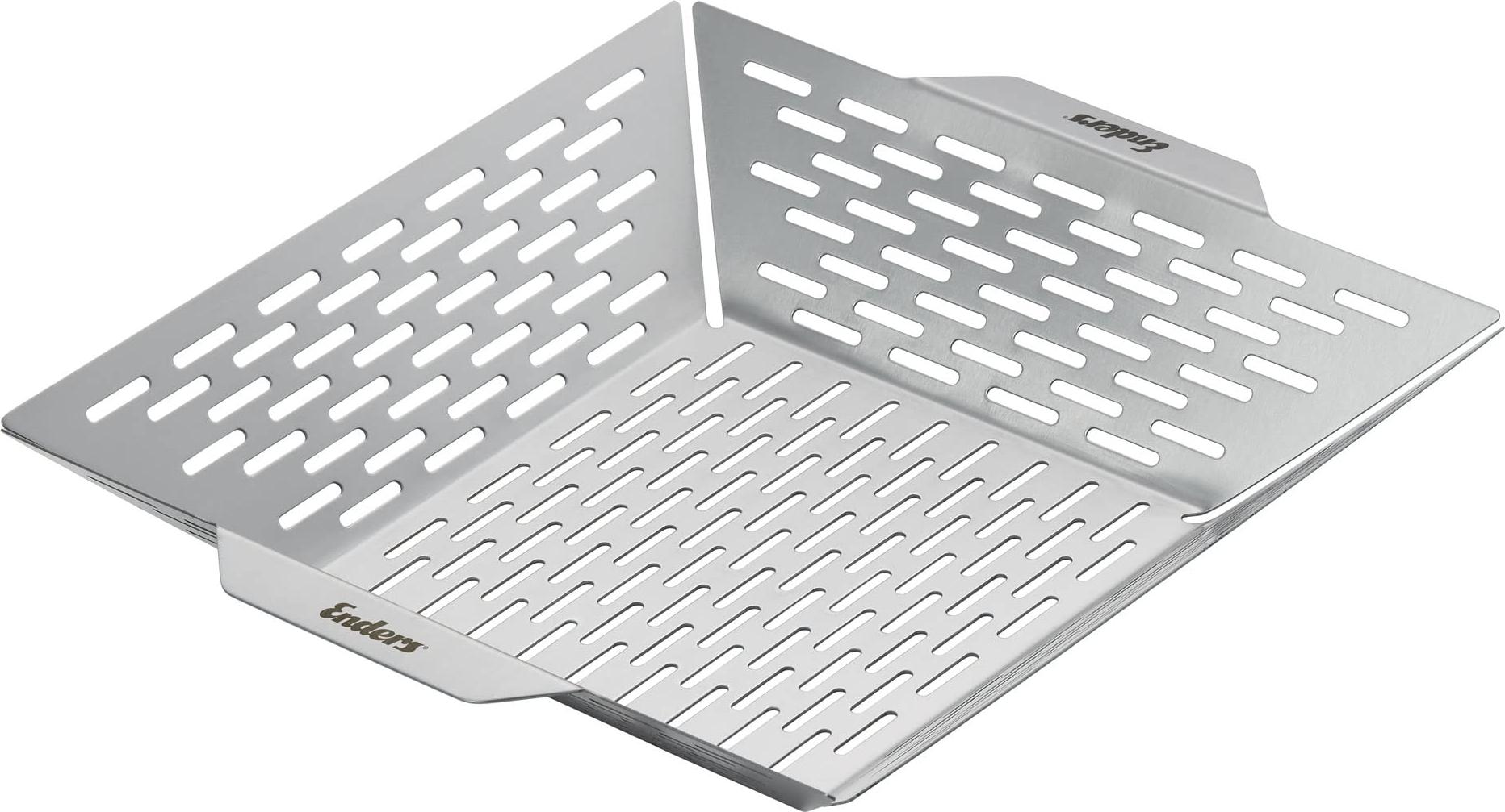 Enders Grillkorb L, 35 x 30 x 6,5 cmaus Edelstahlfür kleines Grillgut wie Gemüse, das sonst durch den Rost fällt #8822