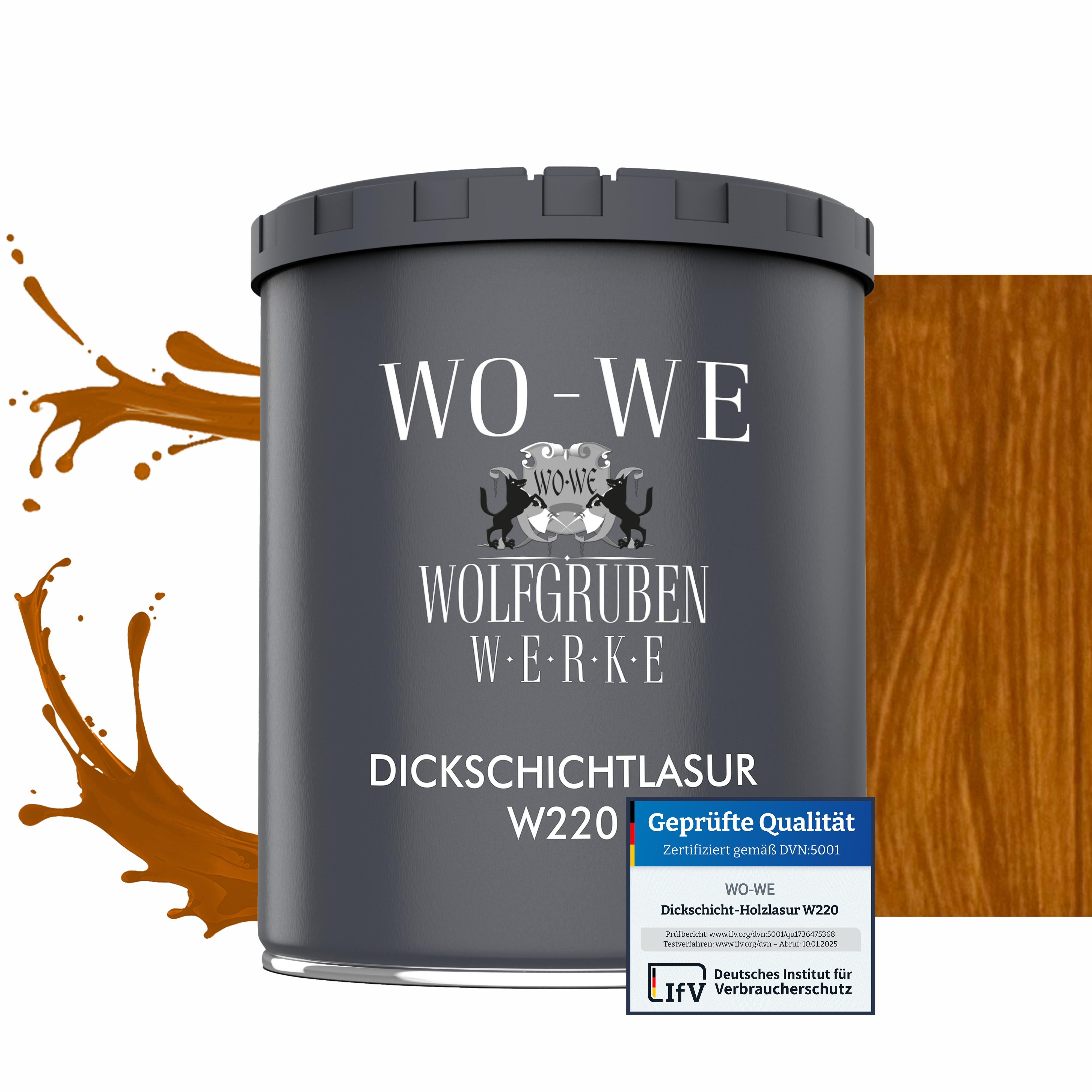 WO-WE Dickschichtlasur 2in1 Holzlasur Holzschutzlasur außen und innen W220 Eiche Hell - 750ml