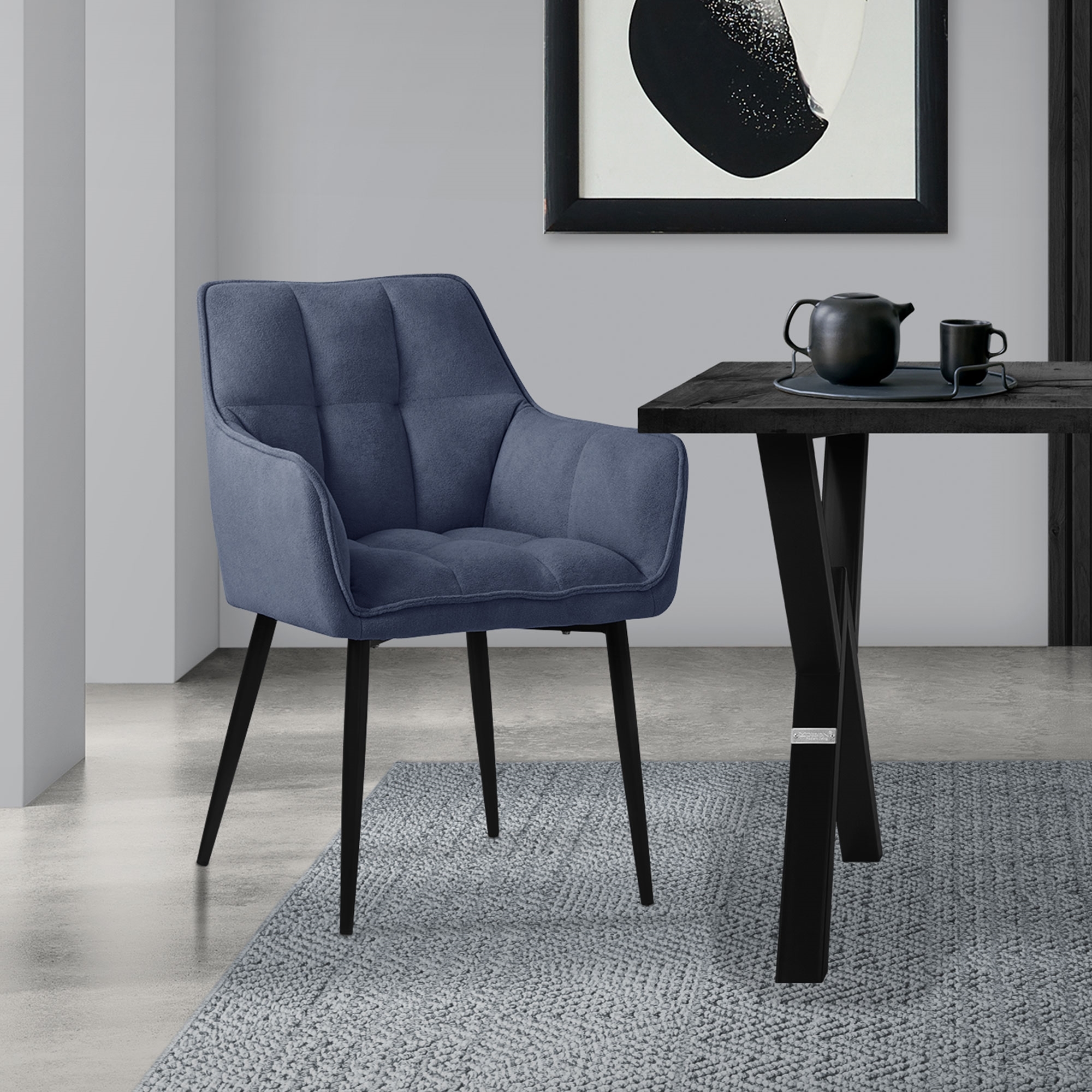 ML-Design Esszimmerstuhl aus Frotteestoff, Blau, mit dickem gepolsterter Sitz 490013089
