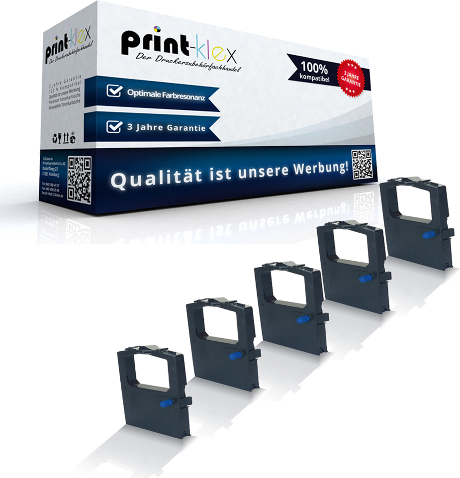 Print-Klex GmbH & Co.KG 5x Kompatible Schriftbänder für OKI ML 5590 OKI Microline 5500 Series Microline 5520 Microline 5520 eco Microline 5521 Microline 5521 eco Microline 5590 OKI 01126301 Nylon Office Plus Serie AMH-PML5590CA21