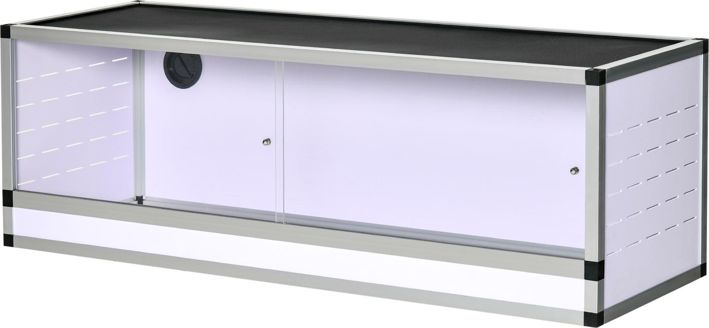 JTI GmbH Terrarium Reptilienzuchtbox Für Reptilien Amphibien Spinnentiere Aus Aluminium Weiß+Silber+Schwarz 120 X 40 X 40 Cm