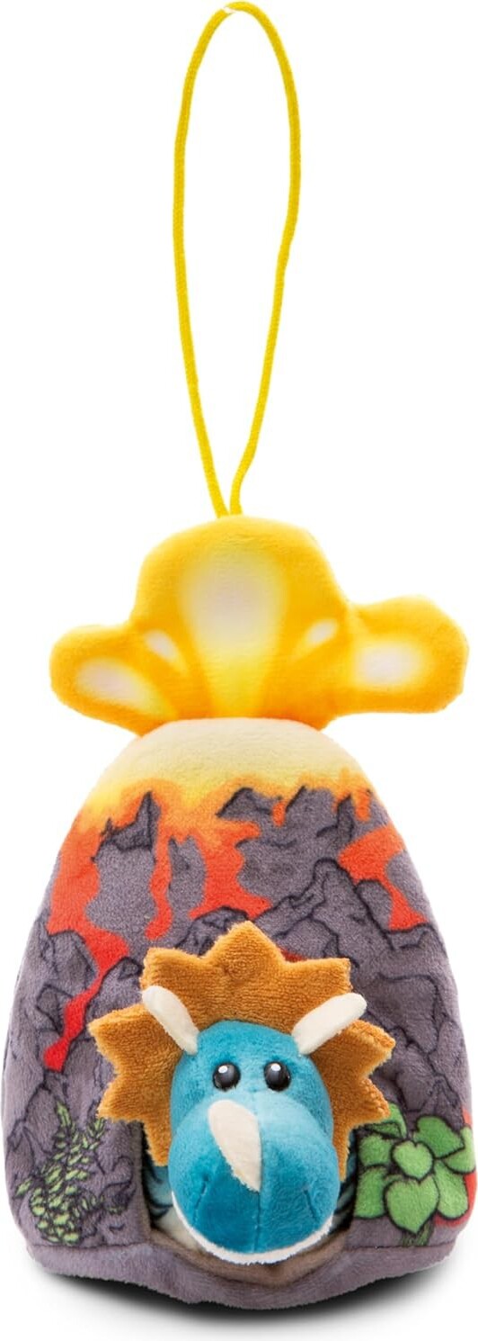 NICI Kuscheltier Cerastupsy Dino 2in1 Flauschiges Kuscheltier im Vulkan für Mädchen, Jungen & Babys, Stofftier mit Loop – 49462