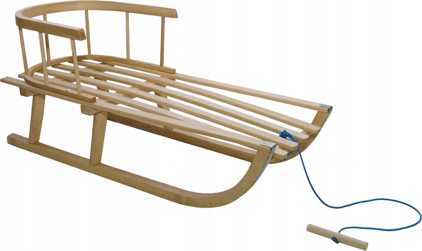 SIGMATEC Holzschlitten mit Rückenlehne für Kinder, traditionelle Gurte, massiv lackiert