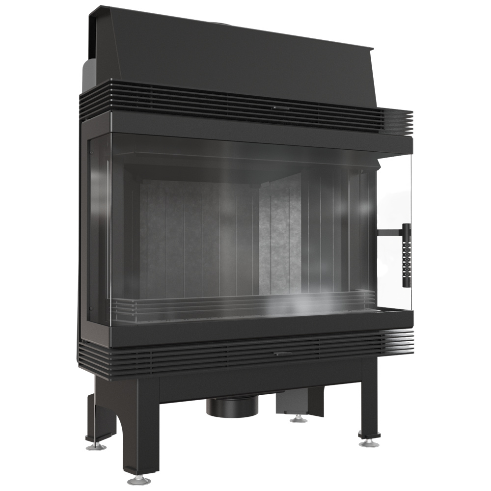 Oceľový krb KRATKI BLANKA ľavý pravý 11 kW Ø 180 čierny thermotec