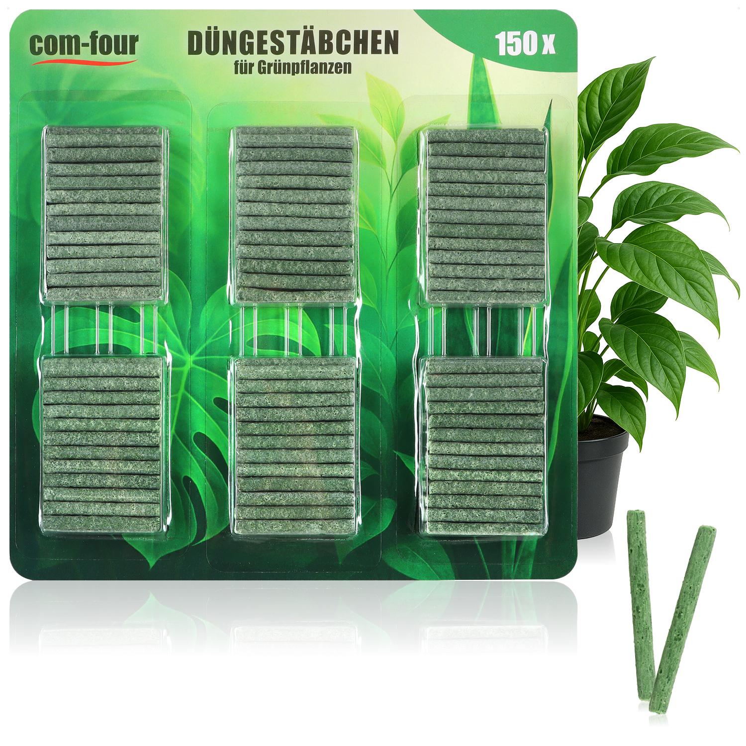COM-FOUR® 150x Düngestäbchen für Grünpflanzen, ausgewogener Pflanzendünger, für gesundes und kräftiges Wachstum ohne Überdüngung CF14127