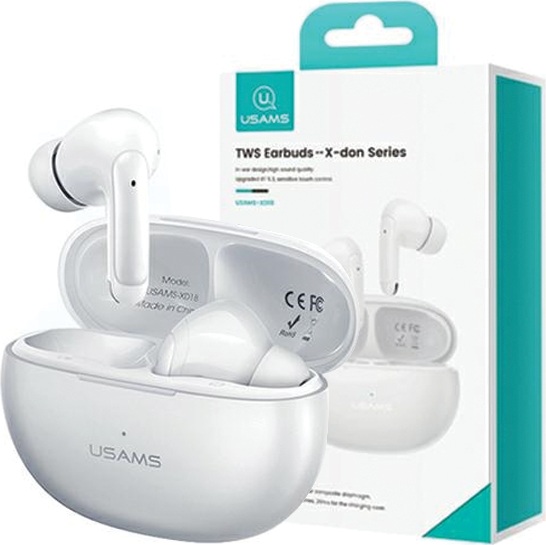 Bezdrôtové Slúchadlá Usams Bluetooth 5.3 Tws X-Don Dual Mic Enc Bielo/Biele Bhuxd02 (Usams-Xd18)