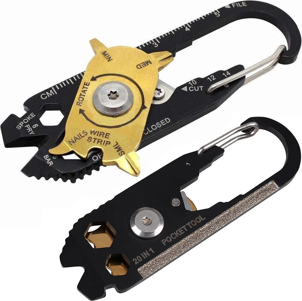 Mousqueton Multifonction XFSRG – Porte-clés EDC Avec Allume-feu Ferrocerium, Alliage Robuste