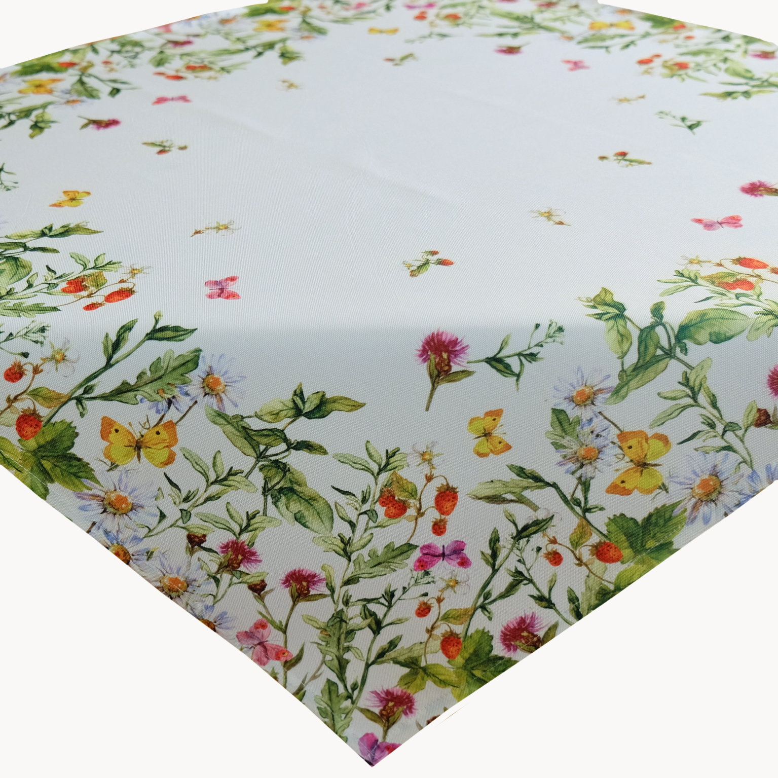 Tischdecke Mitteldecke SCHMETTERLINGE Frühling Sommer Farbe weiß 80x80 cm