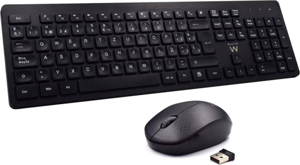 Tastatur mit Drahtloser Maus Ewent EW3256 2.4 GHz Schwarz