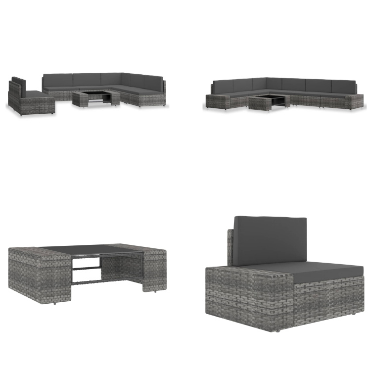 vidaXL 7-dielna záhradná sedacia súprava z polyratanu sivá - Záhradná sedacia súprava - Záhradné sedacie súpravy - Modulárna sedacia súprava - Modulárne sedacie súpravy