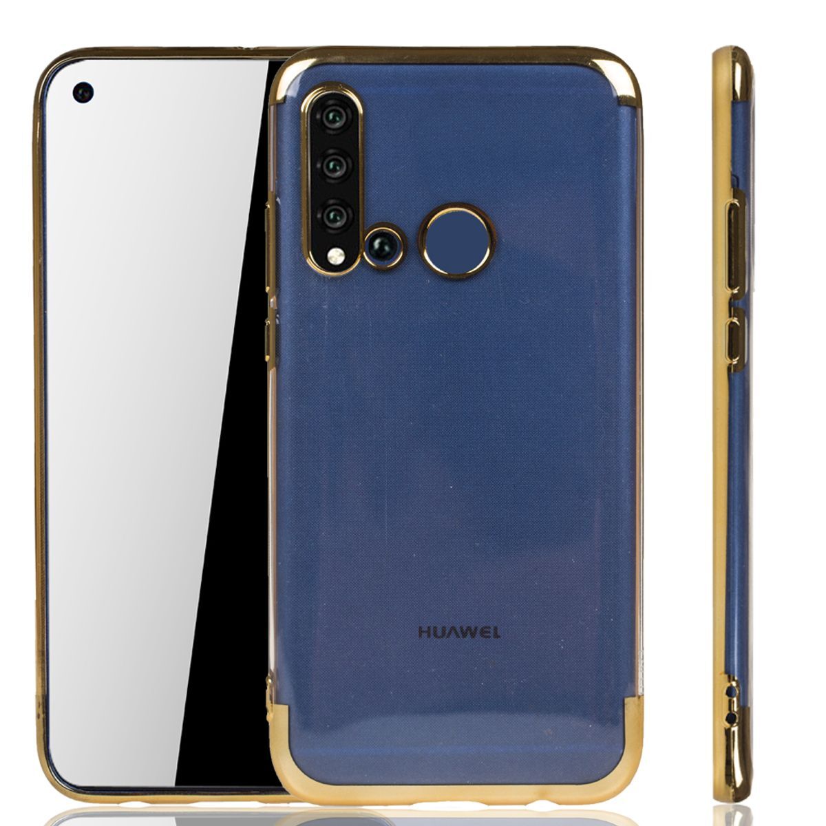Puzdro na mobilný telefón pre Huawei P20 Lite 2019 Gold - číre - TPU silikónové puzdro Zadný kryt Ochranný kryt v transparentnej zlatej farbe