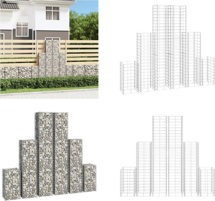 vidaXL Gabionen Set 6 tlg. Verzinkter Draht - Gabionenkorb - Gabionenkörbe - Gabionenwand - Gabionenwände HL141049