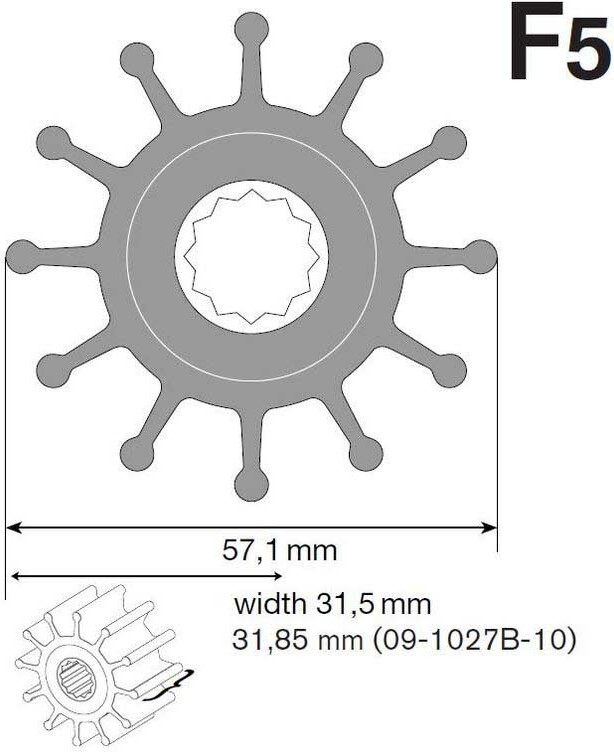 Johnson Pump Johnson Impeller für F5 Pumpe, Nitril AWN-63965