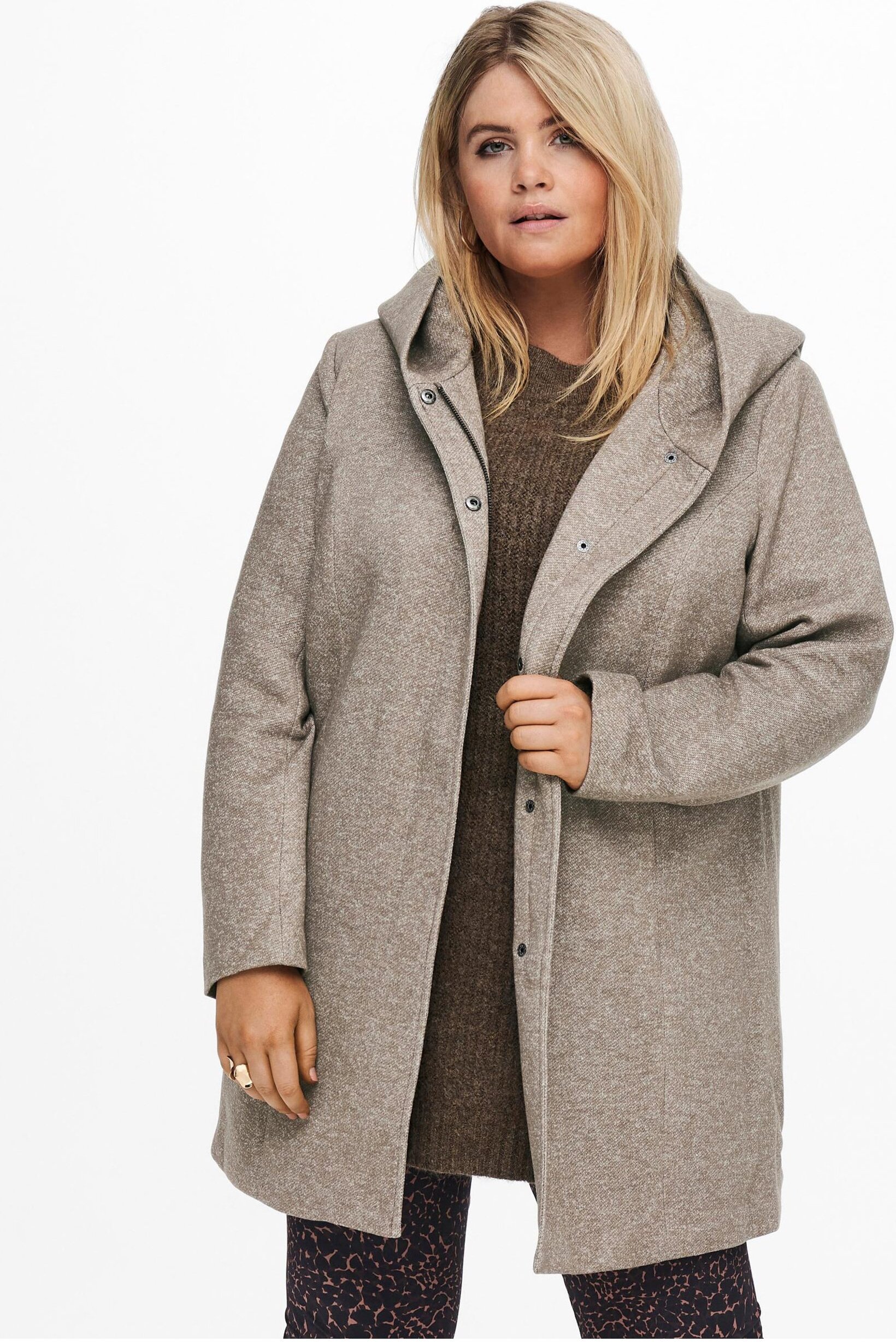 Hellbrauner leichter Kapuzenmantel ONLY CARMAKOMA Sedona