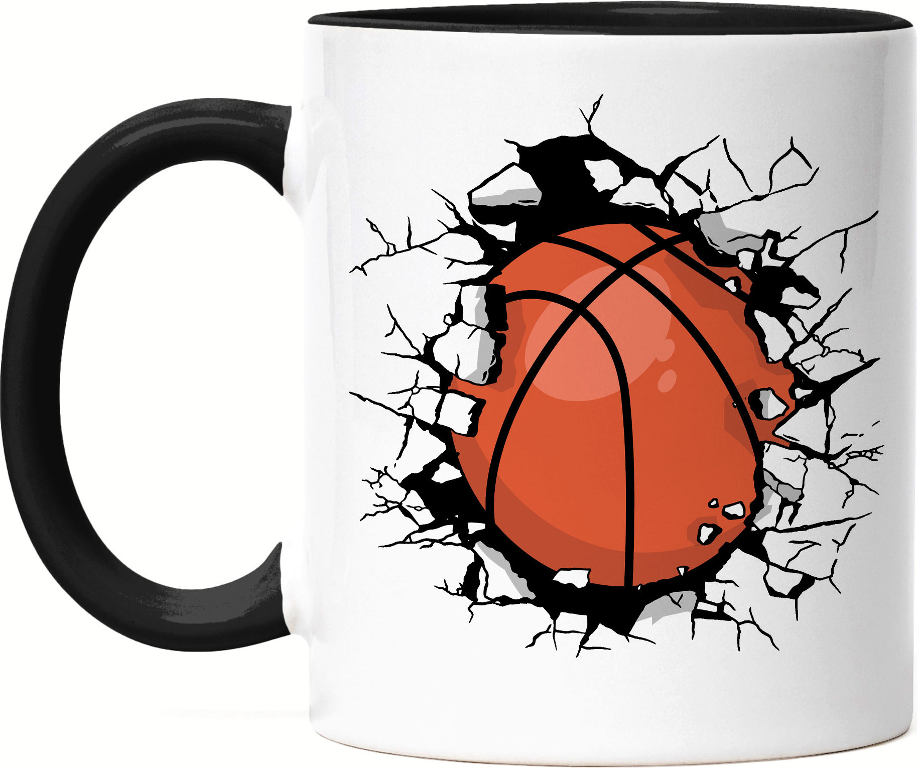 Hey!Print Basketball Tasse Schwarz Sport Mannschaft Spieler Korb Teamsport Ball Gewinner Ballsport Jersey Team Mannschaftssport HP-1789-T-Schwarz