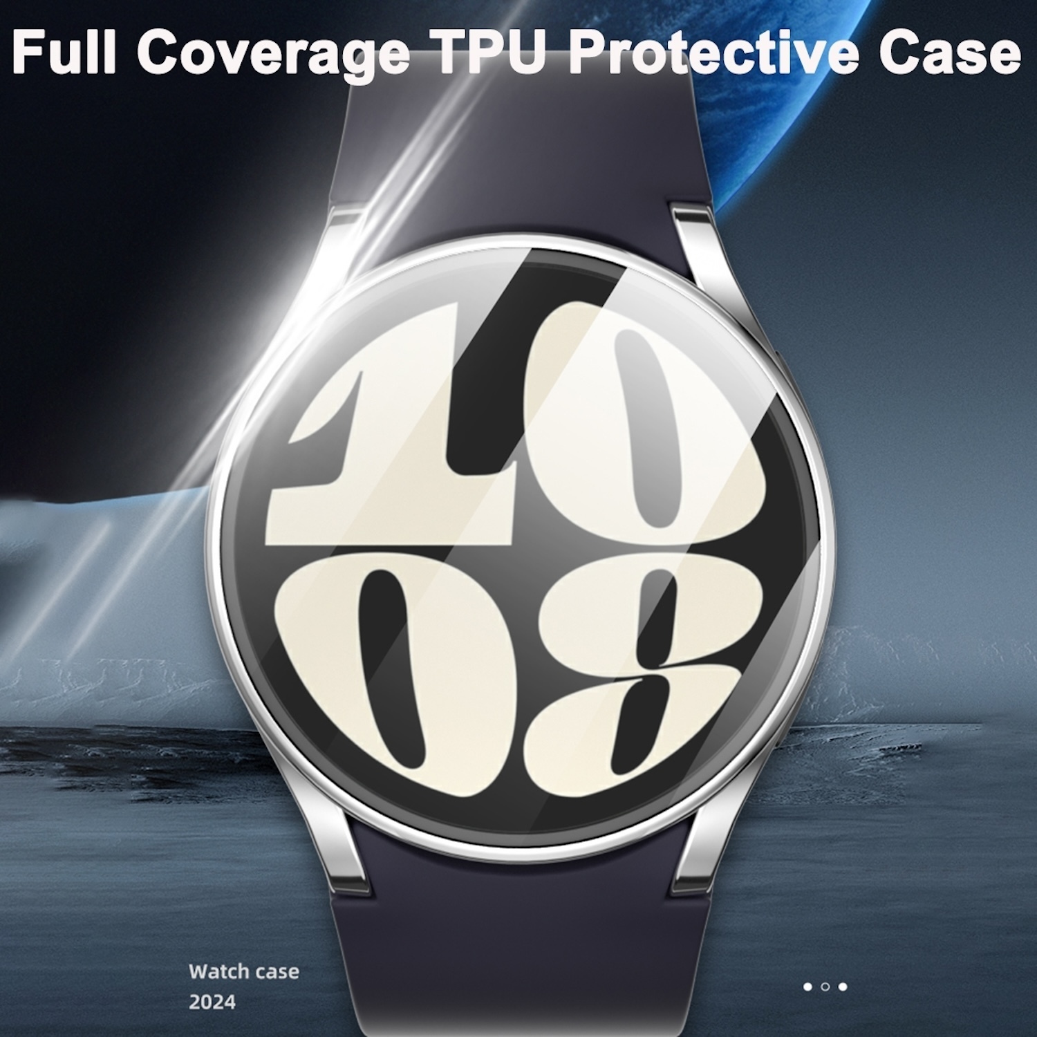 Pre Samsung Galaxy Watch 7 44mm Full Cover Watch TPU ochranné puzdro Purple