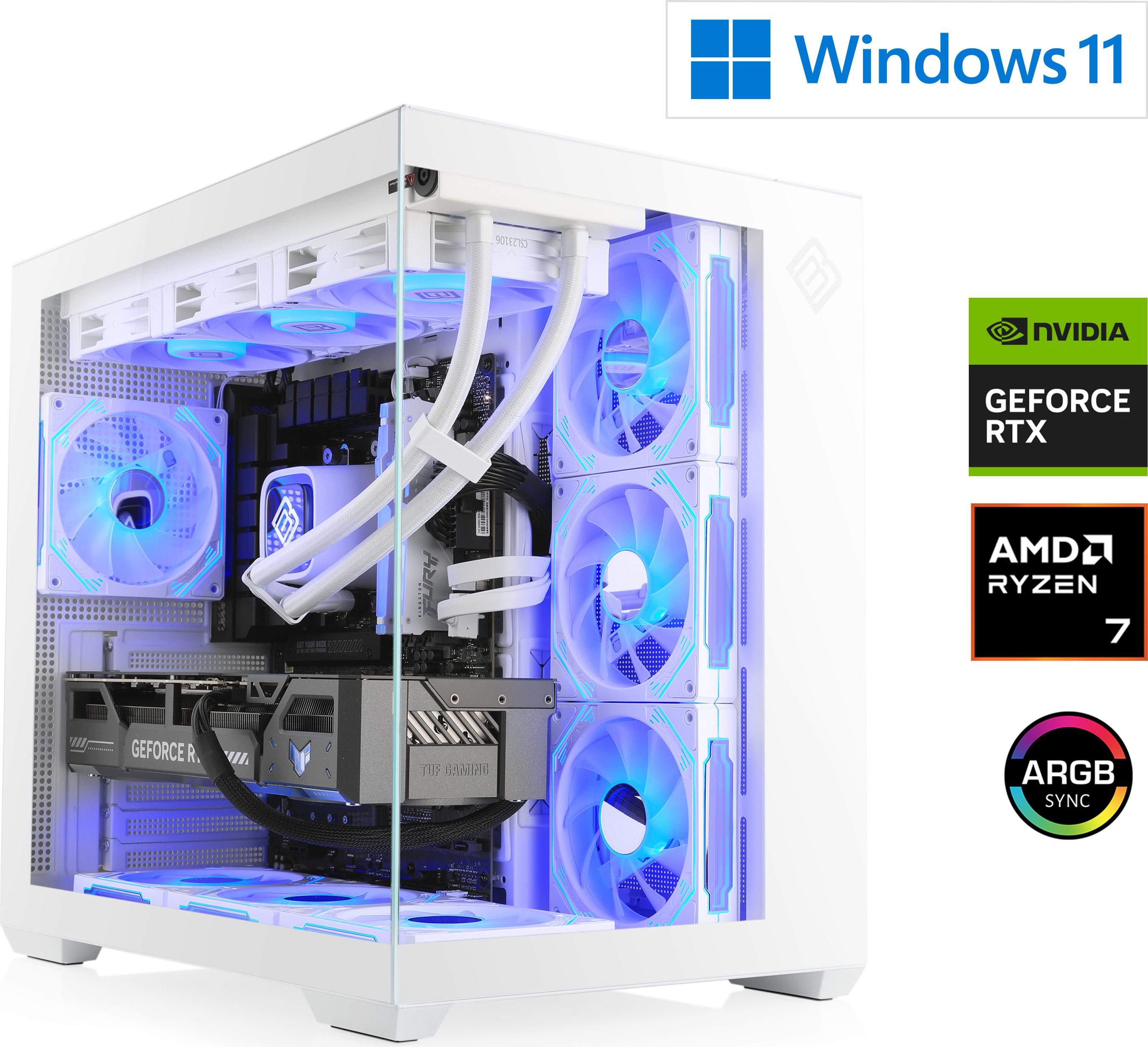 Gaming PC, AMD Ryzen 7 9800X3D, 4700 MHz, GeForce RTX 5070 Ti, 32 GB DDR5 RAM, 2000 GB M.2 SSD, Windows 11 Home, USB 3.2 | M11900H