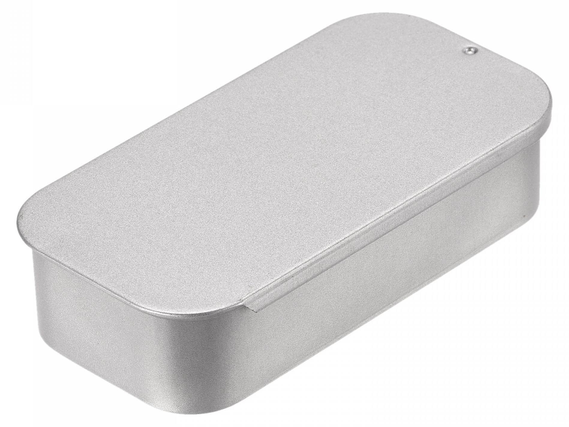 OEM 2 kleine Metalldosen mit Deckel, 9 x 4,5 x 2 cm, für Süßigkeiten und Kleinigkeiten – Silber