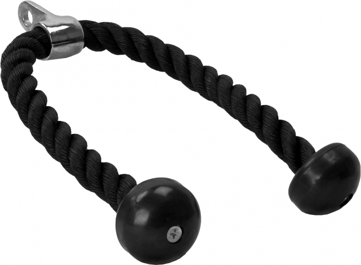 GORILLA SPORTS® Trizepsseil - 100cm, mit Drehgelenk, bis 150 kg Belastbar, Schwarz - Trizeps Seil, Kabelzuggriff, Tau Nylon, Kabelzug, Seilzug, Pull Down, Bizeps Seil, Kraftstation 100958-00004-0001