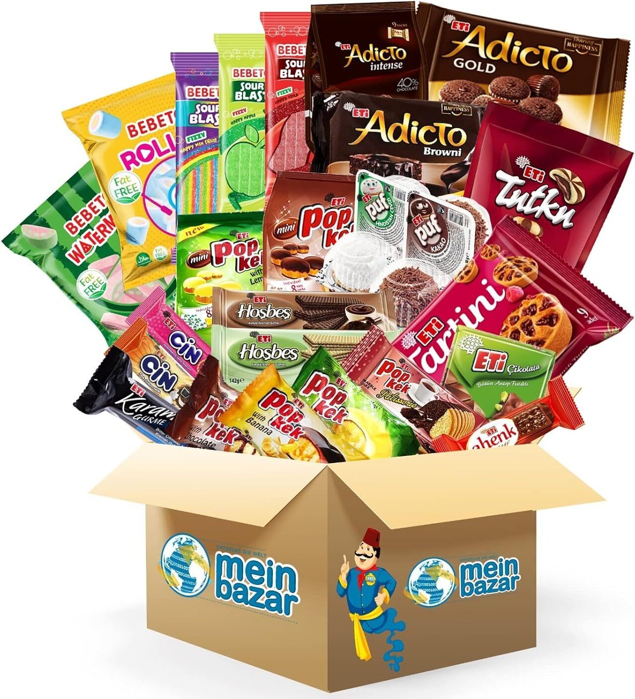 Meinbazar Türkische Süßigkeiten Geschenkidee Box - Süßigkeiten Set XXL - 25 Teile - Mix Party Box - Halal Produkte - Candy Box