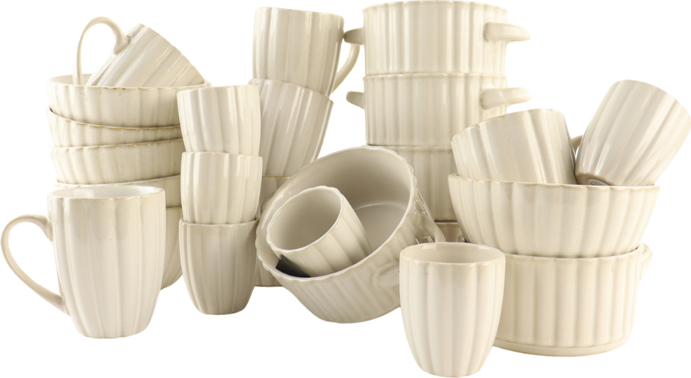 OTIX Serviesset Suppenschalen Kaffeetassen mit Henkel und ohne Henkel 24-teilig SOLIS 2870756