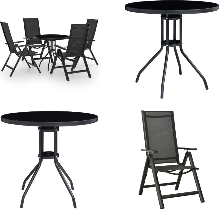 vidaXL 5 tlg. Bistro Set Schwarz und Anthrazit - Bistroset - Bistrosets - Garten-Bistroset - Garten-Bistrosets HL3070658