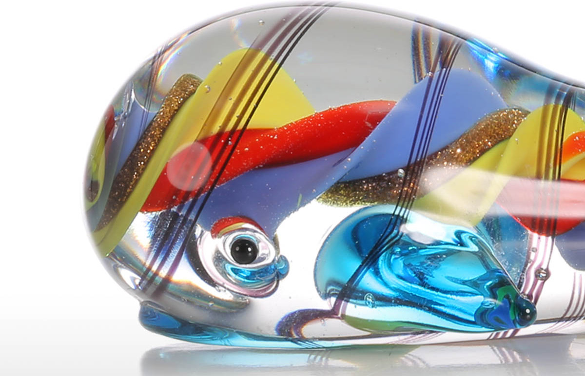Tooarts Farebná veľryba Darčekové sklo Ornament Zvieracie figúrky Ručne fúkaný Home Decor Viacfarebné