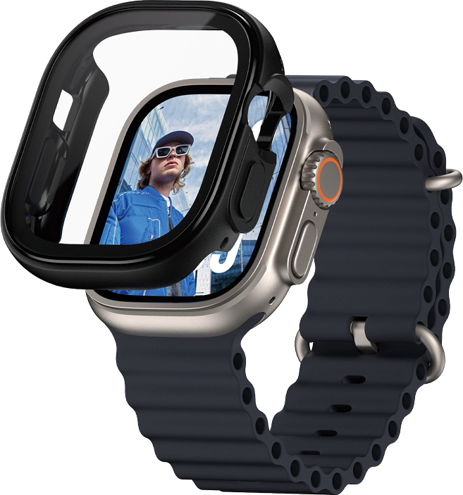 PanzerGlass Snappie Apple Watch Ultra - 49 mm tvrdené sklo s 360-stupňovou ochranou - čierne