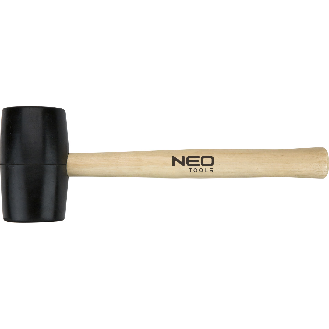 Neo Tools Gummihammer, schwarze Gummiummantelung, mit einem hellen Holzgriff 63 mm/680 g 25-063