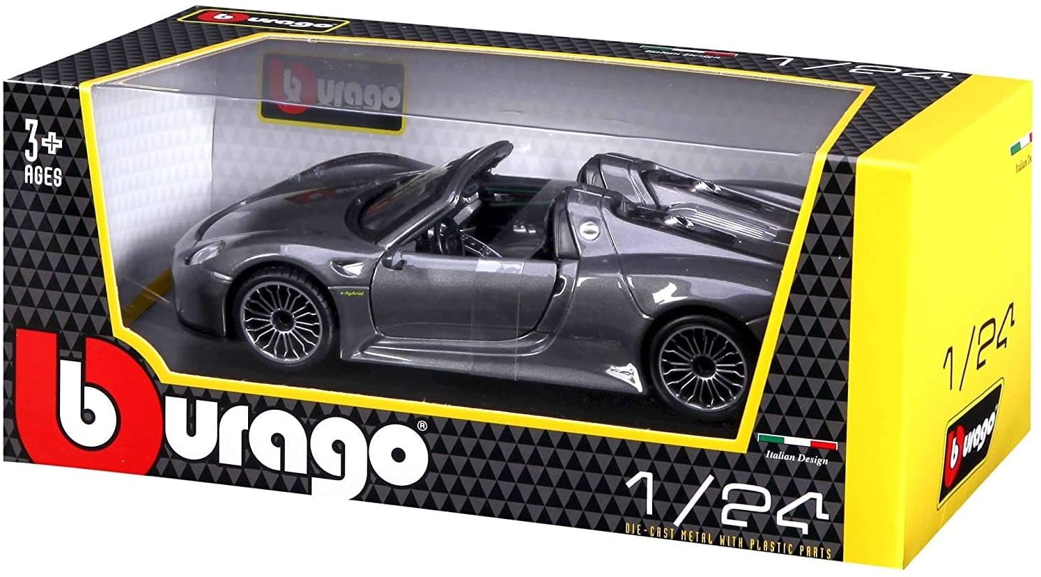 ミニカー Bburago Porsche 918 Spyder 1/24 BBurago, Porsche 918 Spyder 1:24 szary BBURAGO (GXP-623156