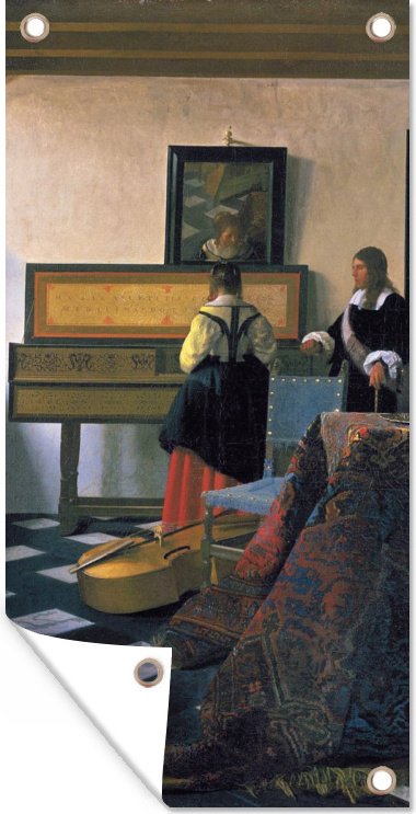 MuchoWow® 80x160 cm Outdoor-Poster Gartendeko Sichtschutz Garten Poster für den Garten Die Musikstunde - Johannes Vermeer 133|322487077