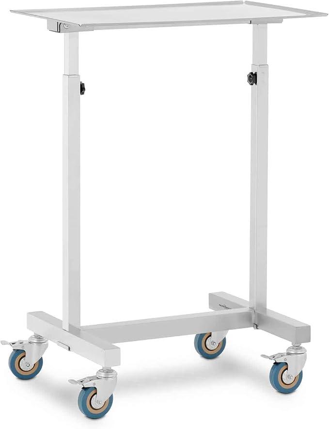 Unbranded Instrumententisch mobil 600 x 400 mm höhenverstellbar 2 3 Instrumentenwagen Instrumententisch höhenverstellbar Instrumententisch Edelstahl