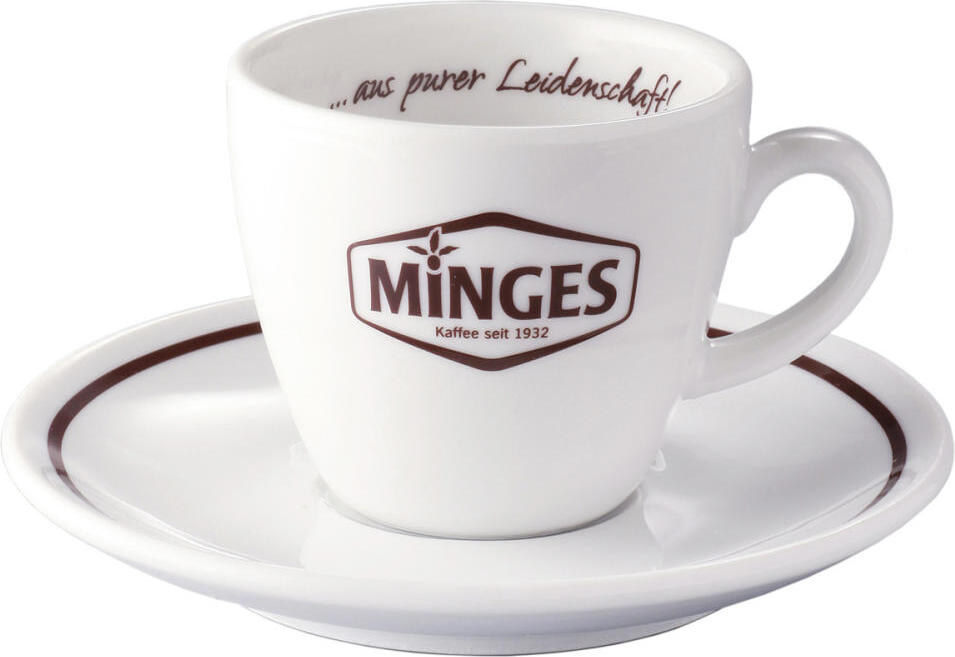 Minges Kaffee Minges Espresso-Tasse mit Untertasse Espresso Tasse Kaffeetasse Porzellan 90 ml 0900050