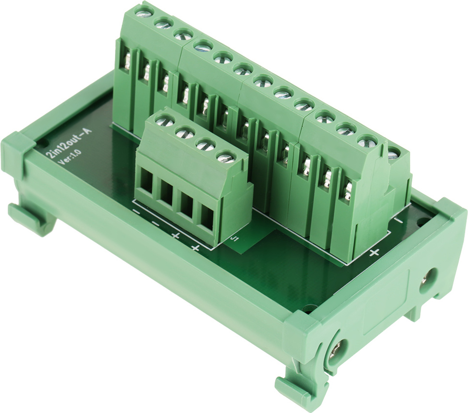 Gistuch Breakout Board -Modul, 12 Positionsleistungsverteilungsmodul 48 V Messing DIN Rail für Schienen