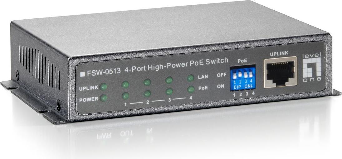 Level One FSW-0513 4-portový PoE 1 Uplink Switch (s napájacou jednotkou) (FSW-0513)