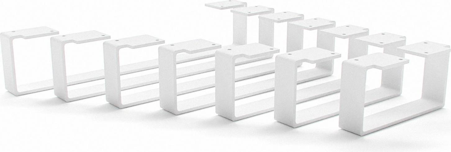 HEVVA - Möbelbeine LUXEMBURG - 50 cm Tiefe, Höhe 10 cm, Weiß, 1 Stück HV-LUXEMBURG-50-W-10-1