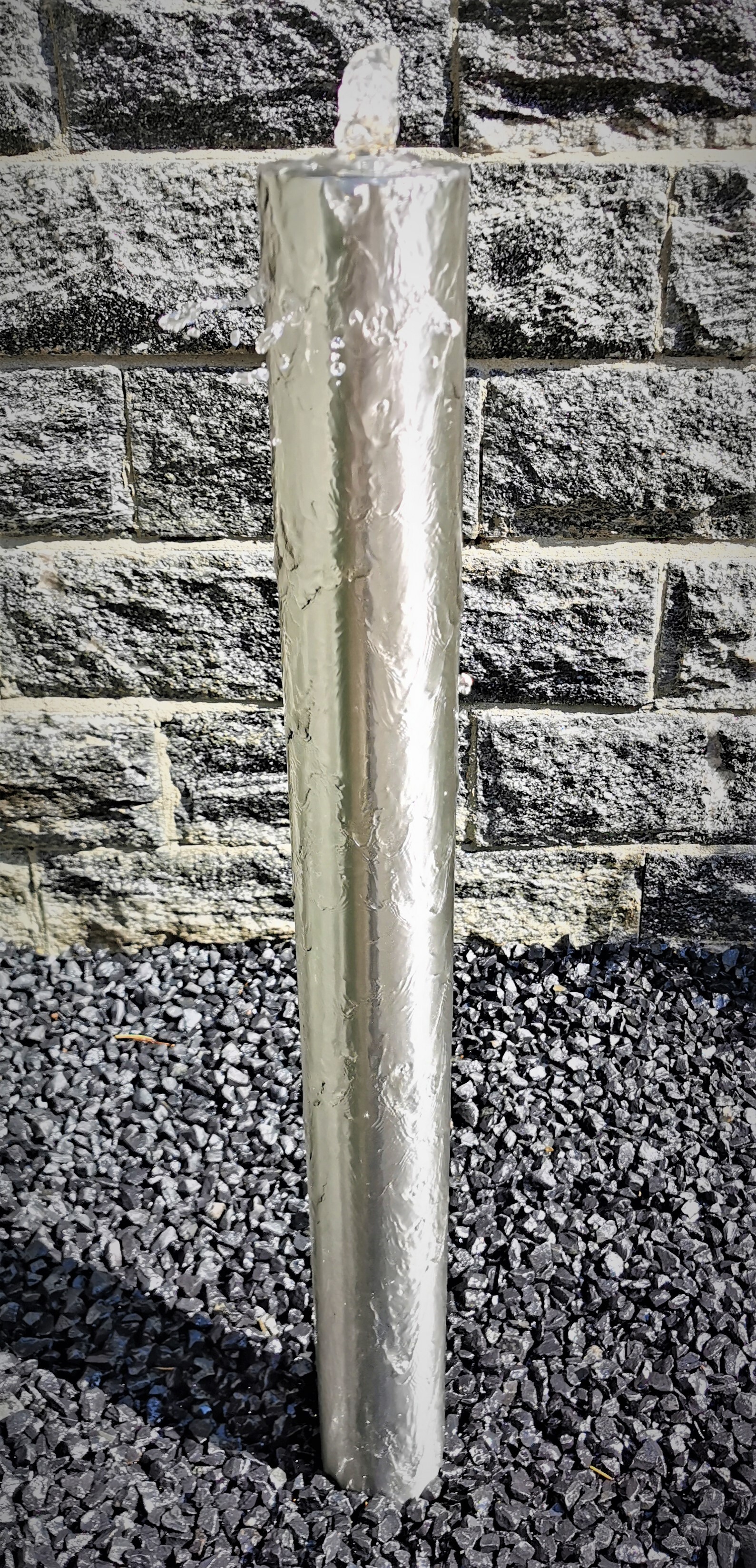 Jebao Säulenbrunnen 100 / 10 cm rund Edelstahl matt gebürstet incl. LED ohne Becken Gartenbrunnen SB 100233