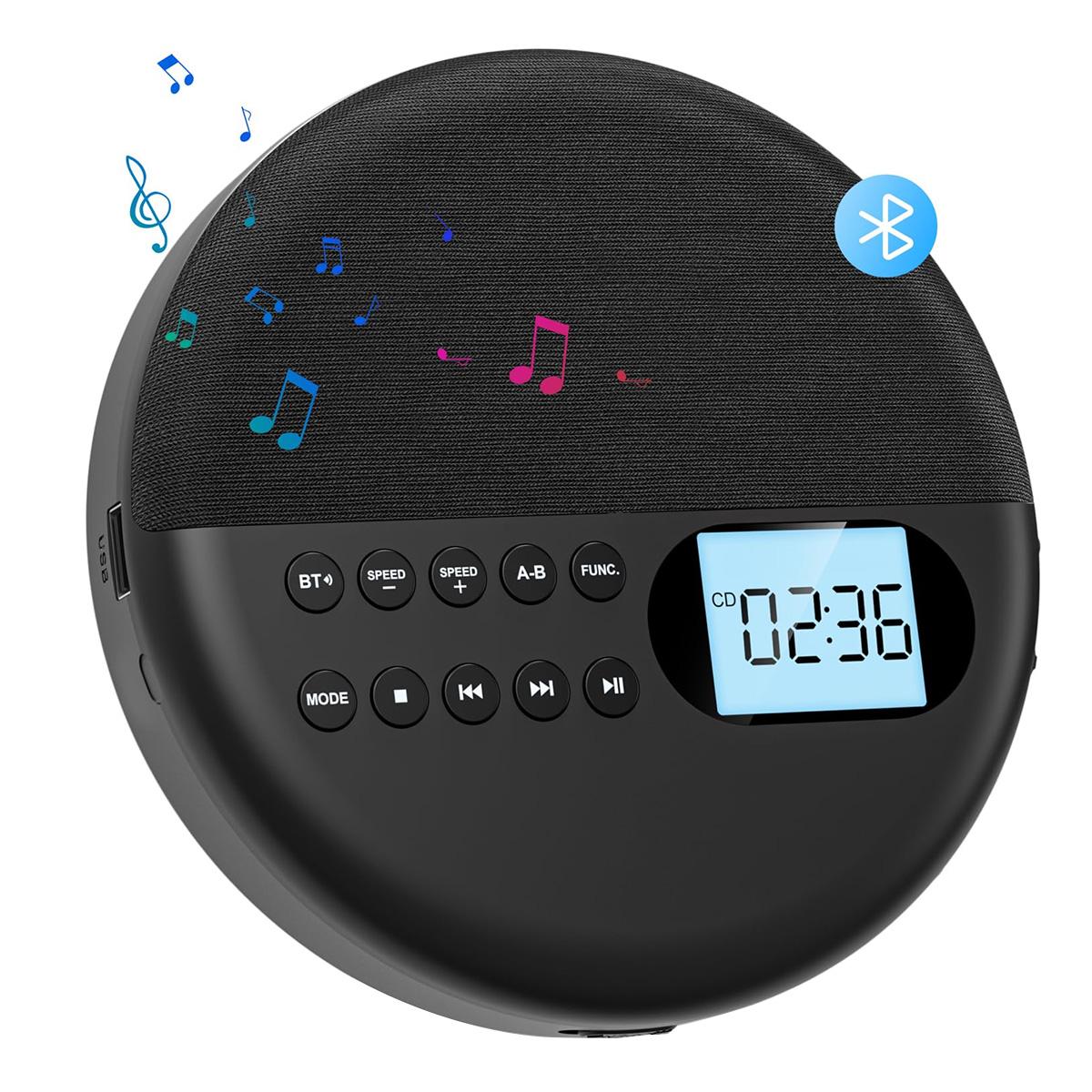 Welikera Tragbarer CD-Player mit Bluetooth, Lautsprecher, 1500 mAh Akku, USB & 3,5 mm AUX – perfekt für Kinderhörbücher und Musik KAUF-INTT-CE1530-024