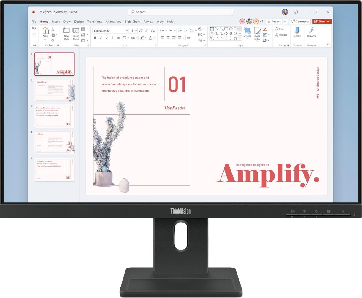 Lenovo ThinkVision E24-40, 60,5 cm (23.8"), 1920 x 1080 px, Full HD, LCD, 6 ms, Čierna