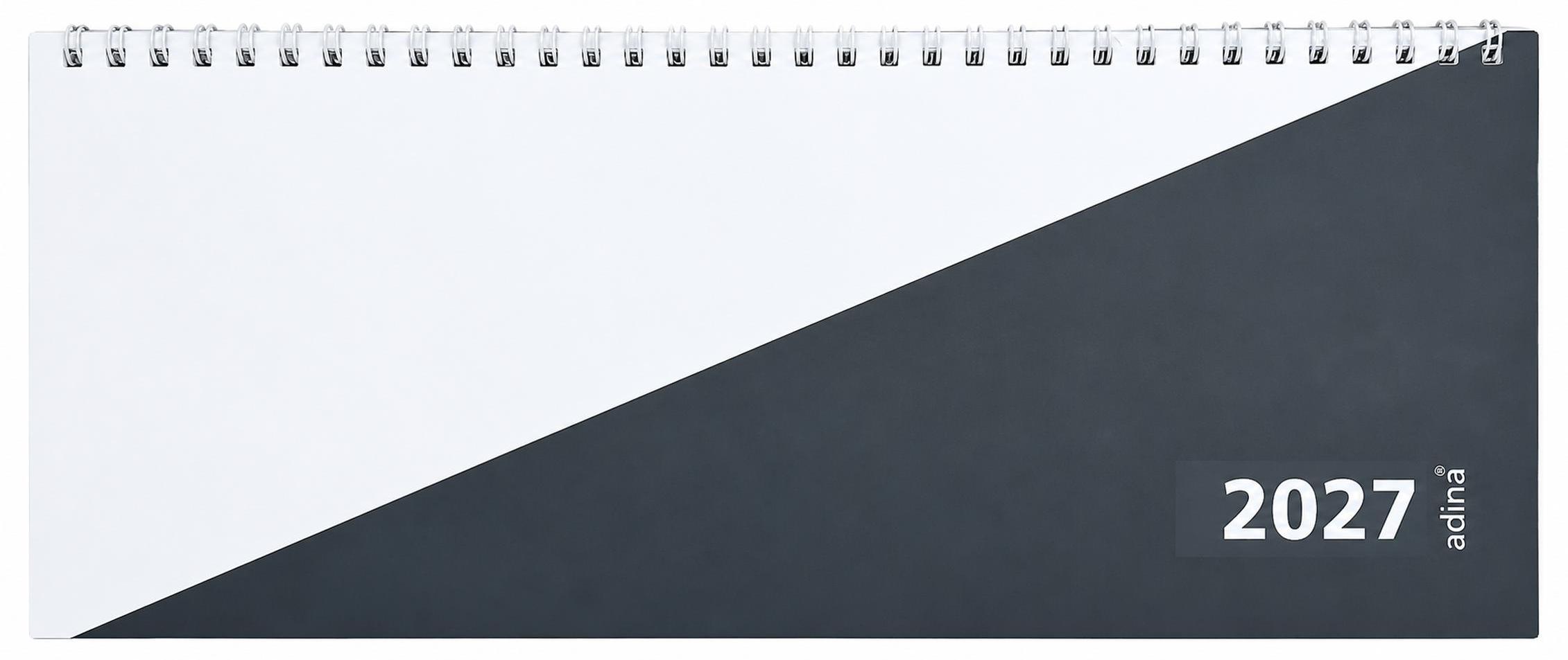 2027 ADINA Tischquerkalender 1W2S schwarzweiss Kartondeckel 30x10cm 215928