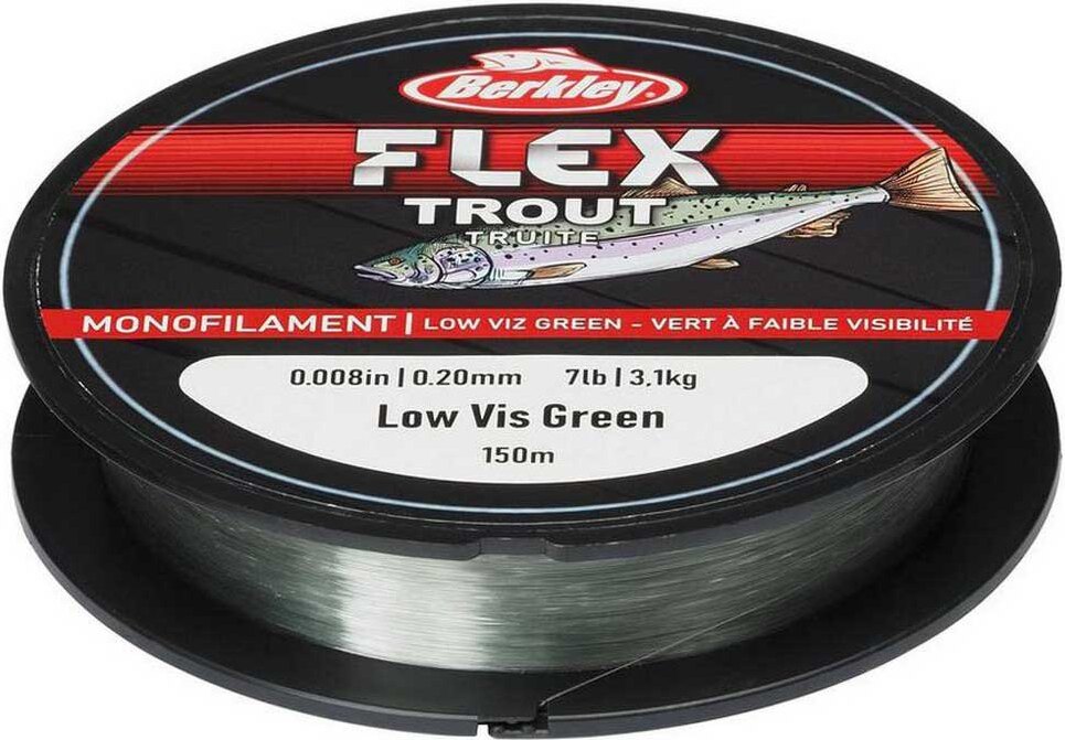 Berkley Flex SS-monofile Forellenschnüre – dehnbar, wenig Drall, leicht zu knoten – perfekt für den aufstrebenden Forellenangler!, Transparentes Grün 1561384
