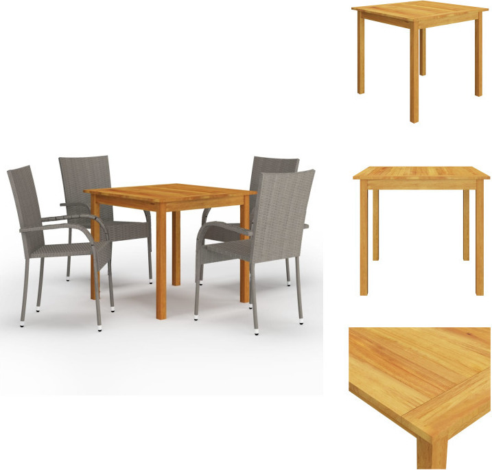 vidaXL 5-dielny záhradný jedálenský set sivý - Záhradné nábytkové zostavy