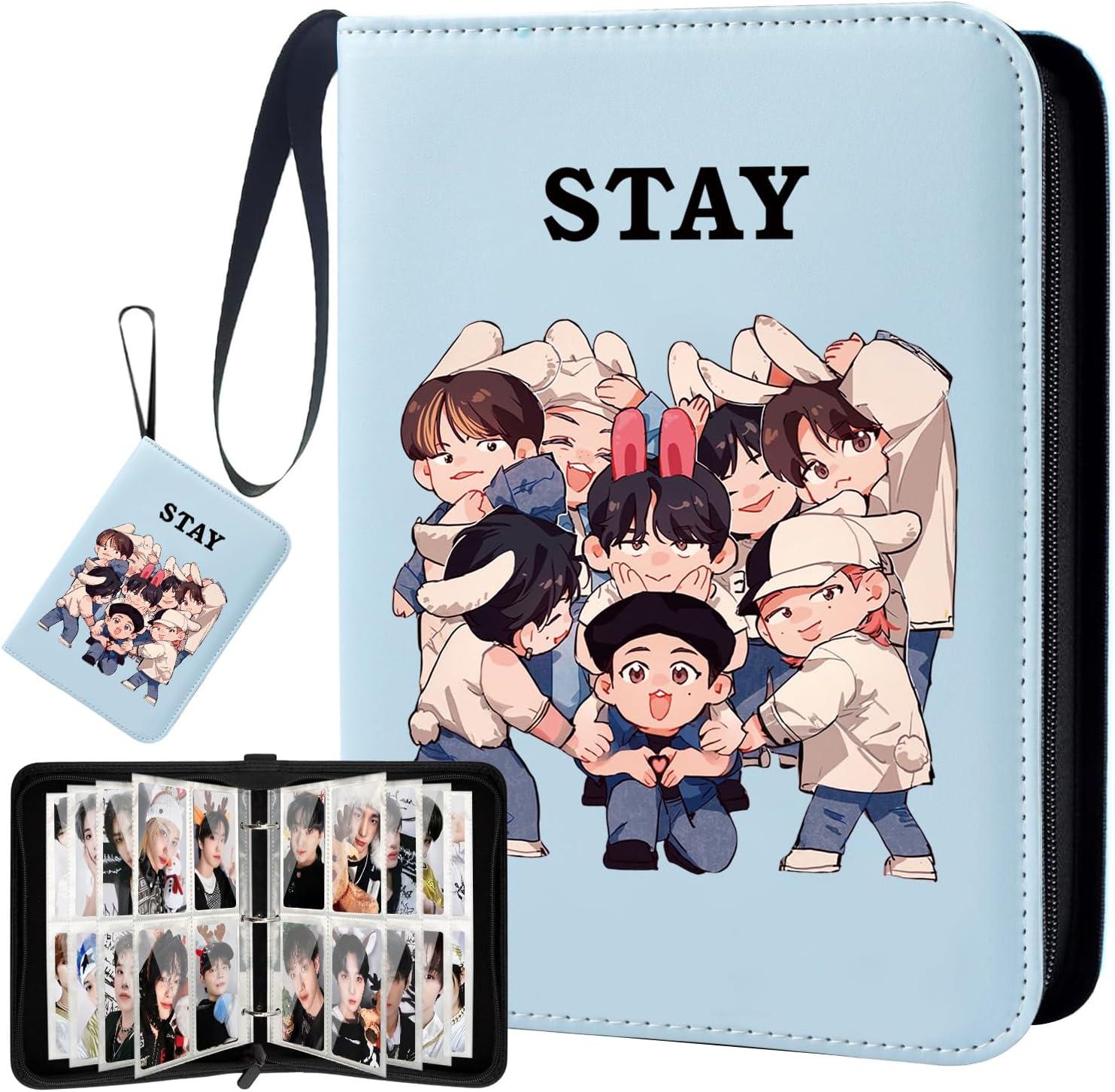 Unbranded Stray Blau Photocard Binder, SKZ Süße Cartoon Photocards Holder, Skzoo Sammelkarten Album 400 Taschen, Kpop Merch Geschenke für STAY