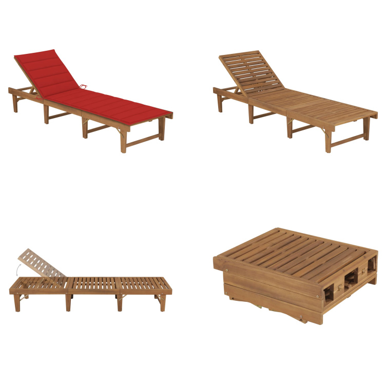 vidaXL Skladacie lehátko s vankúšom z agátového masívu - Lehátko - Lehátka - Drevené ležadlo - Drevené ležadlá